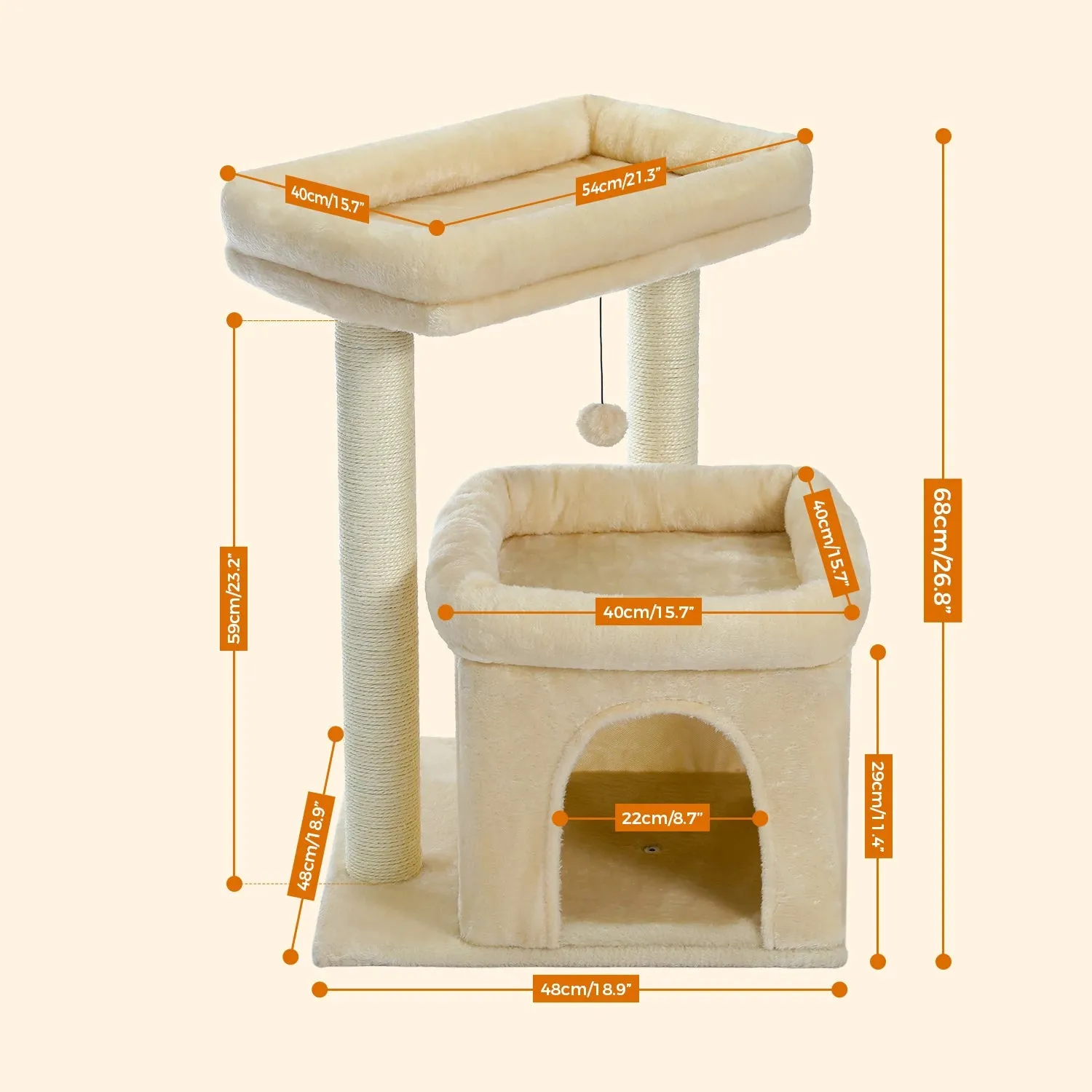 Indoor Cat Tree Tower with Double Perches and Cozy Condo