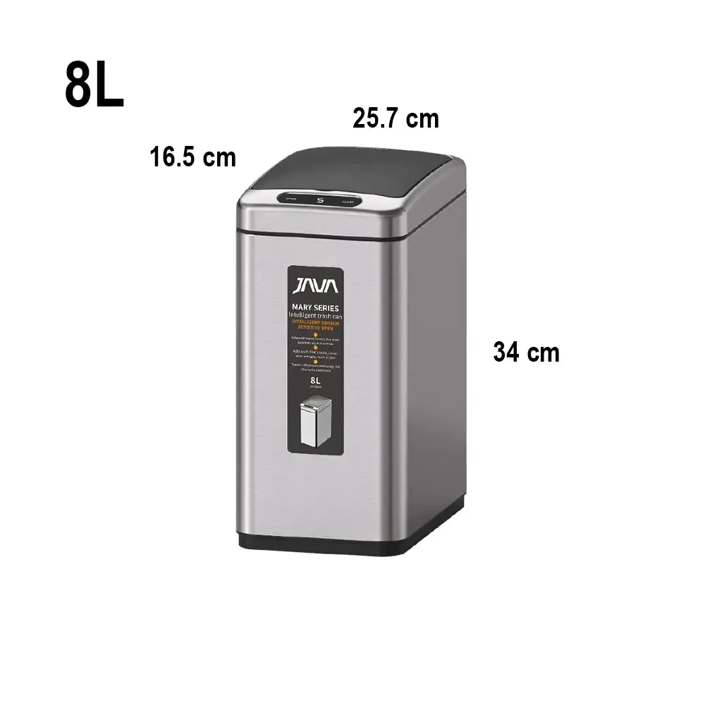 JAVA Dustbin | MARY | JH8823 | 8L | Sensor Slim | Soft Closing | Trash Bin | Dustbin for Kitchen