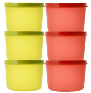 Kuber Industries Plastic 6 Pieces Kitchen Storage Spice Containers, Fridge Container, Food Utility Box, Food Storage Containers Jars 400 Ml (Green & Red) - CTLTC43907