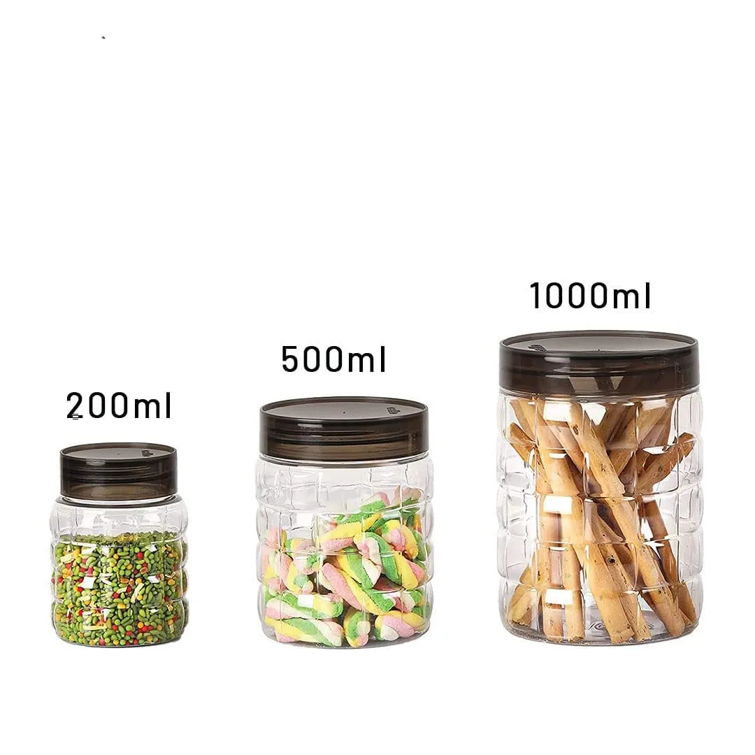 Kuber Industries Set of 12 Plastic Container Set | 1000ml, 500ml, 200ml I PET, Food Grade Plastic, 100% BPA Free | Airtight Container Set for Kitchen Storage |Small to Large, Transparent (Pack Of 6)