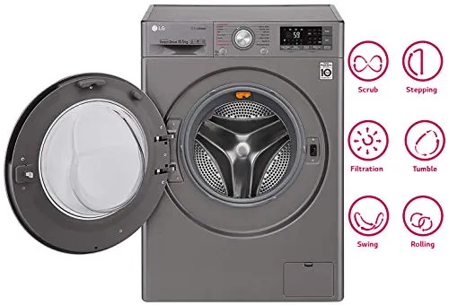 LG 10.5 kg Inverter Wi-Fi Fully-Automatic Front Loading Washing Machine (F4J8JSP2S, Stone Silver, Inbuilt Heater)