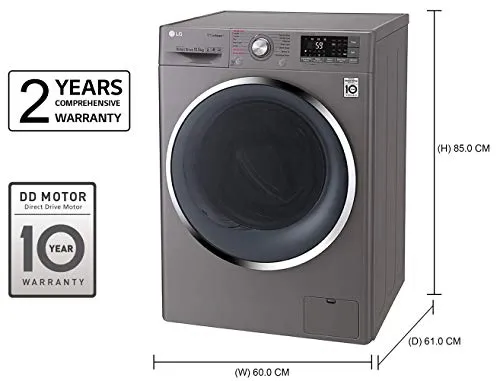 LG 10.5 kg Inverter Wi-Fi Fully-Automatic Front Loading Washing Machine (F4J8JSP2S, Stone Silver, Inbuilt Heater)