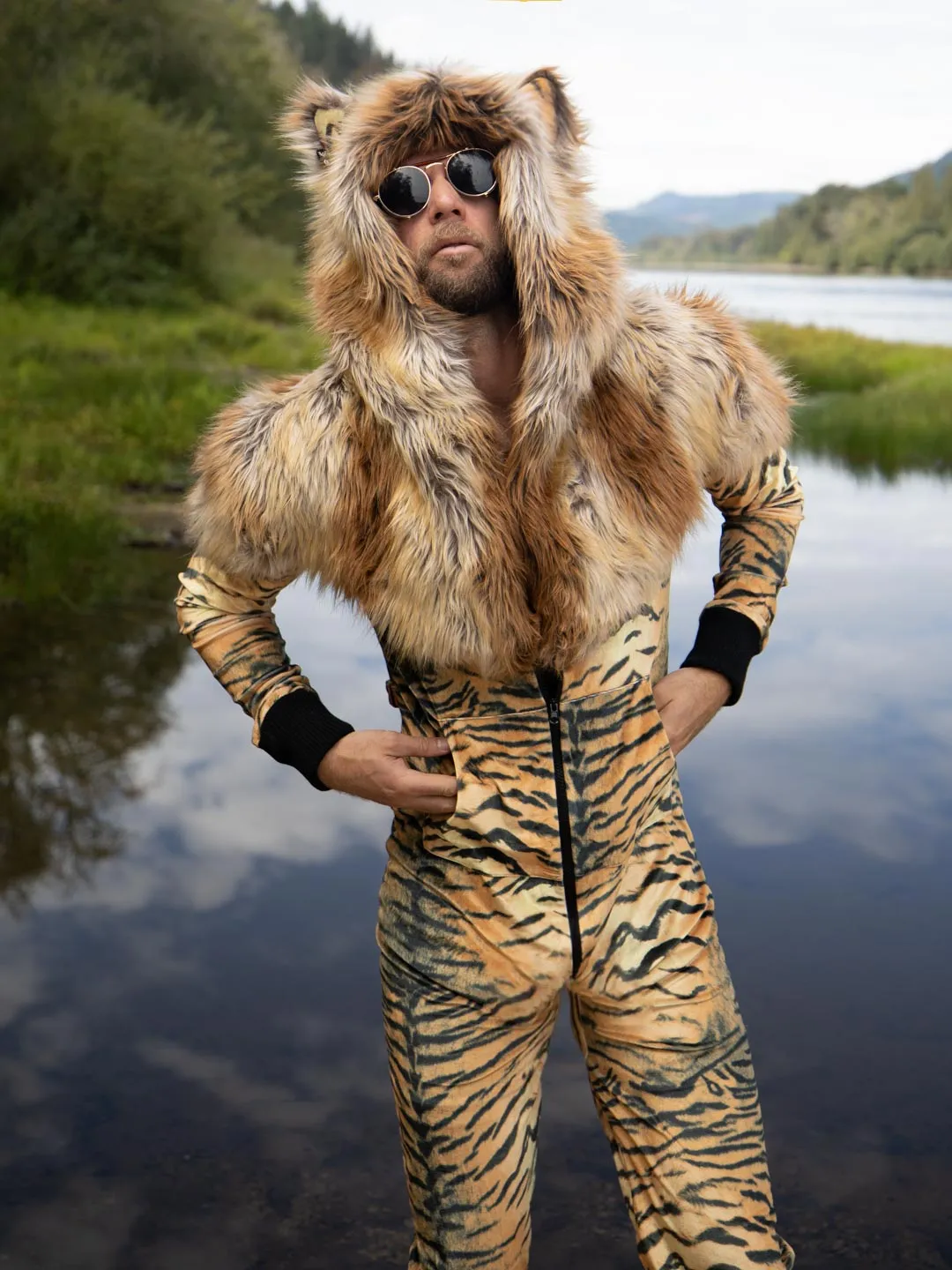 Liger Velvet Classic Faux Fur Animal Onesie | Men's