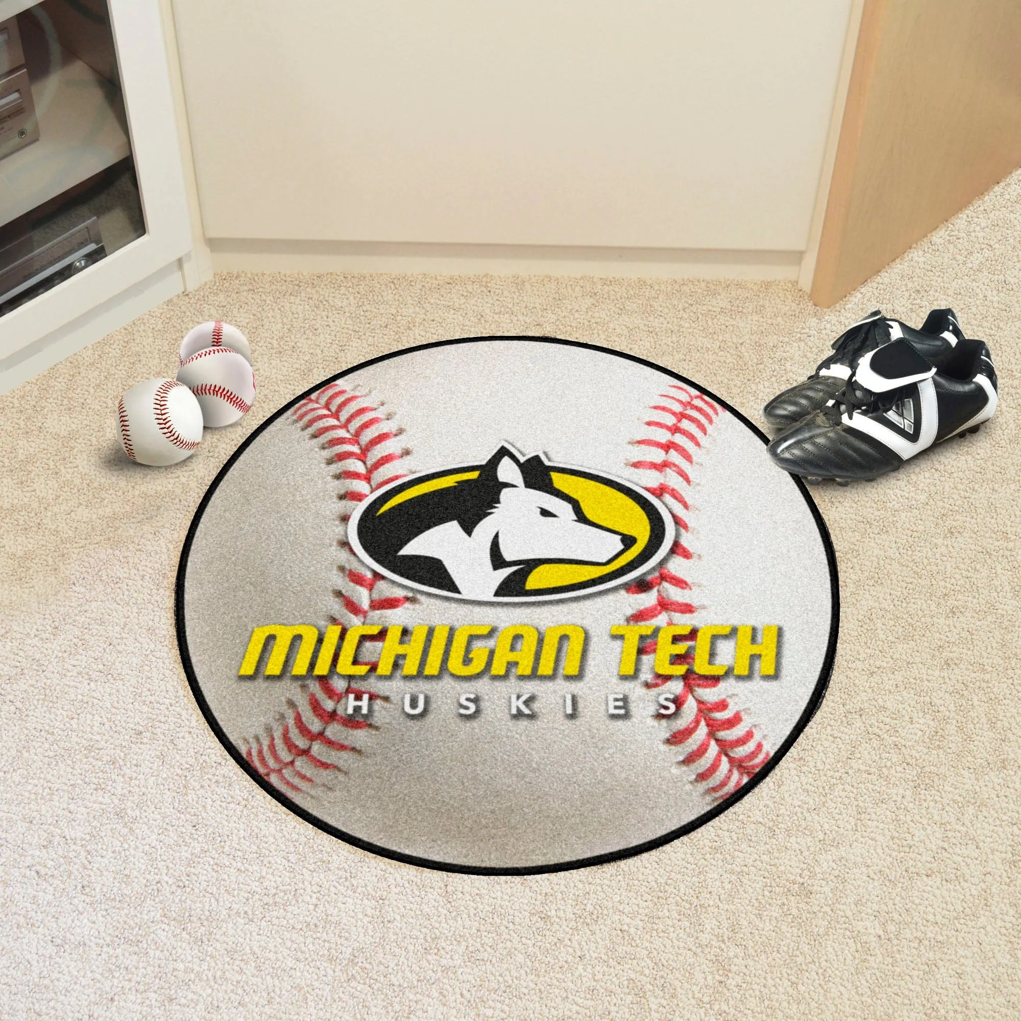 Michigan Tech Huskies Baseball Rug - 27in. Diameter