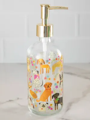 Natural Life Glass Soap Dispenser - Dog Floral