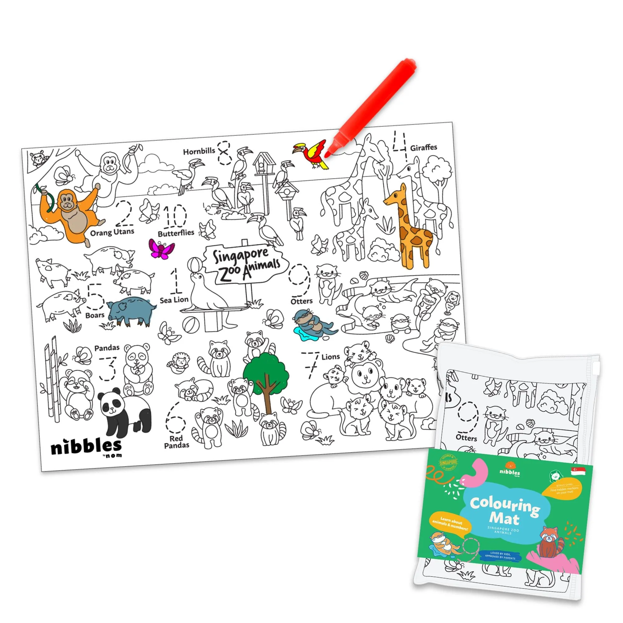 Nibbles by Nom SG Zoo Silicone Colouring Mat