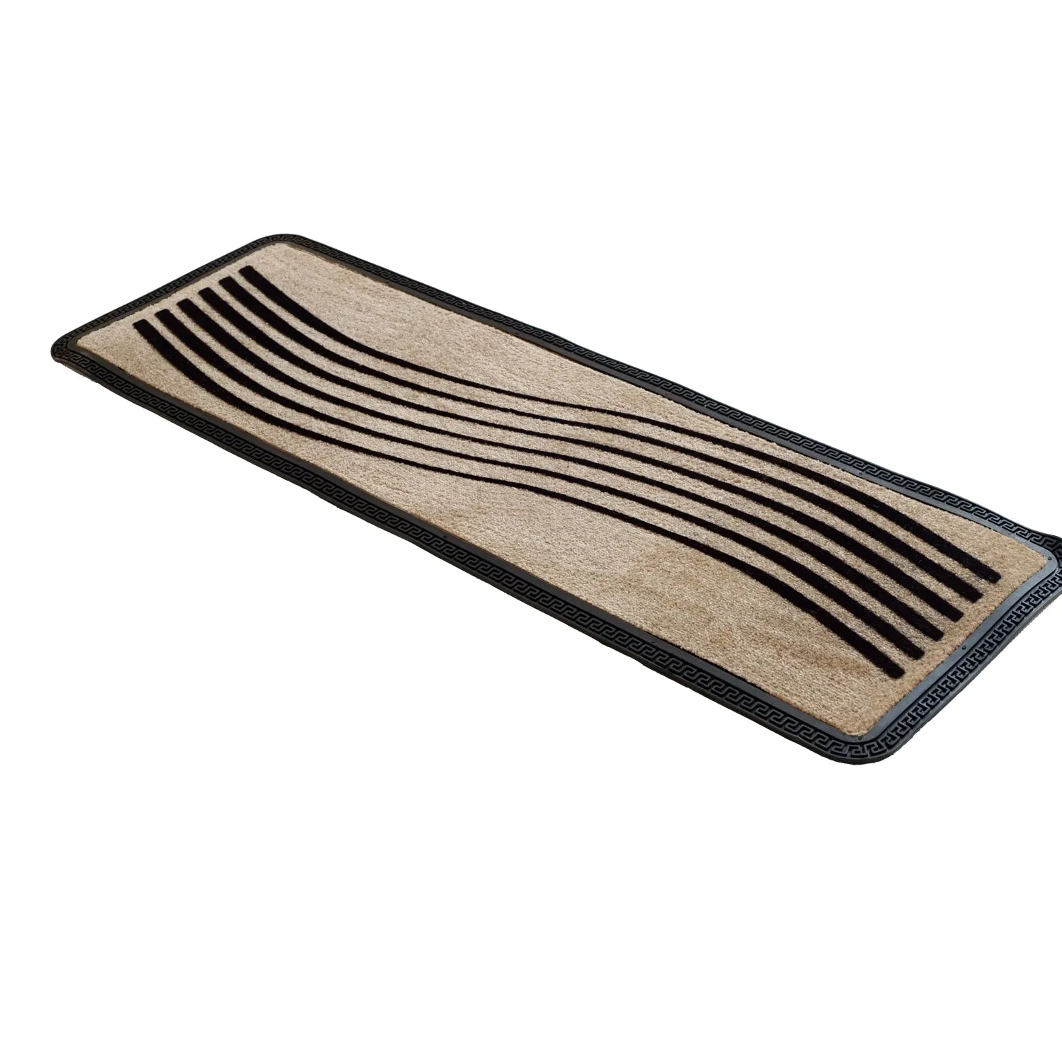 OnlyMat Luxury Anti-Skid Soft Polypropylene WAVE Flocked Oblong Floor Mat -Beige , 40 cm x 120 cm