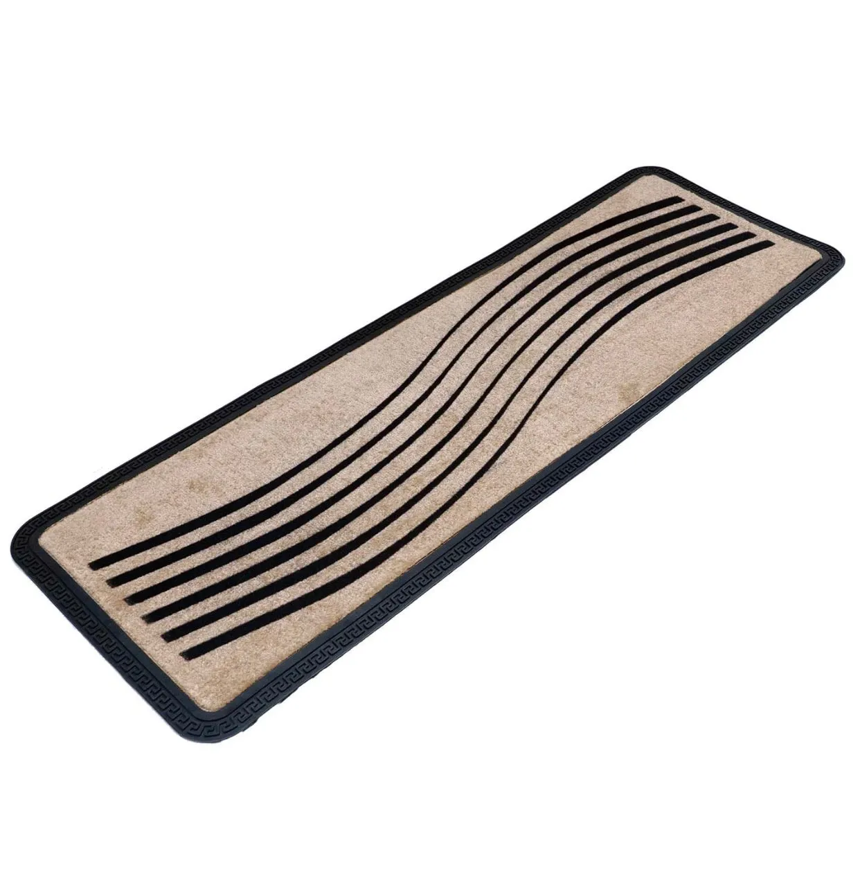 OnlyMat Luxury Anti-Skid Soft Polypropylene WAVE Flocked Oblong Floor Mat -Beige , 40 cm x 120 cm