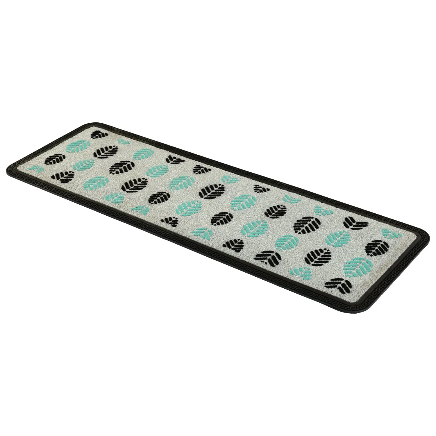 OnlyMat Luxury Soft Leaf Pattern Floor Mat - Grey, Bath Mat, Anti-Skid, Water Absorbing, 40 cm x 120 cm