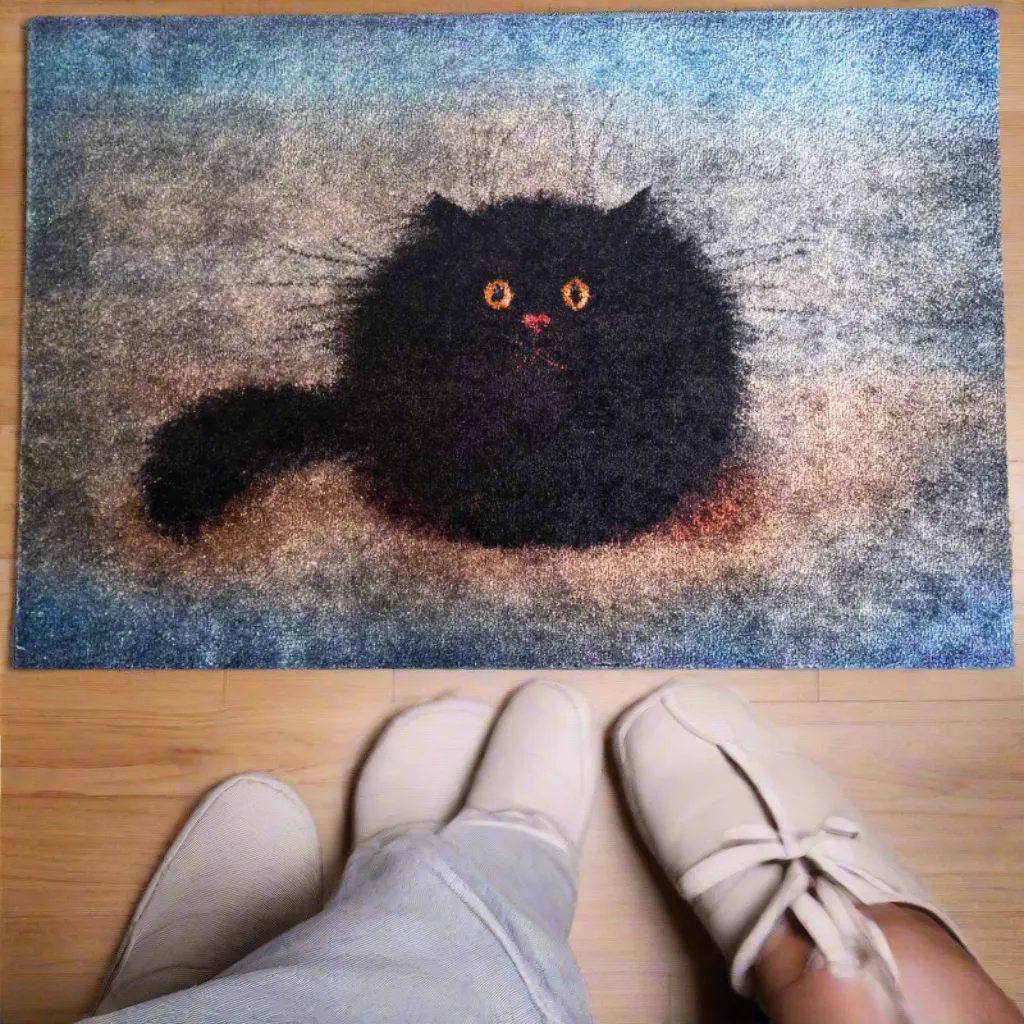 Oreo Black Cat Soft Feel Door Mat