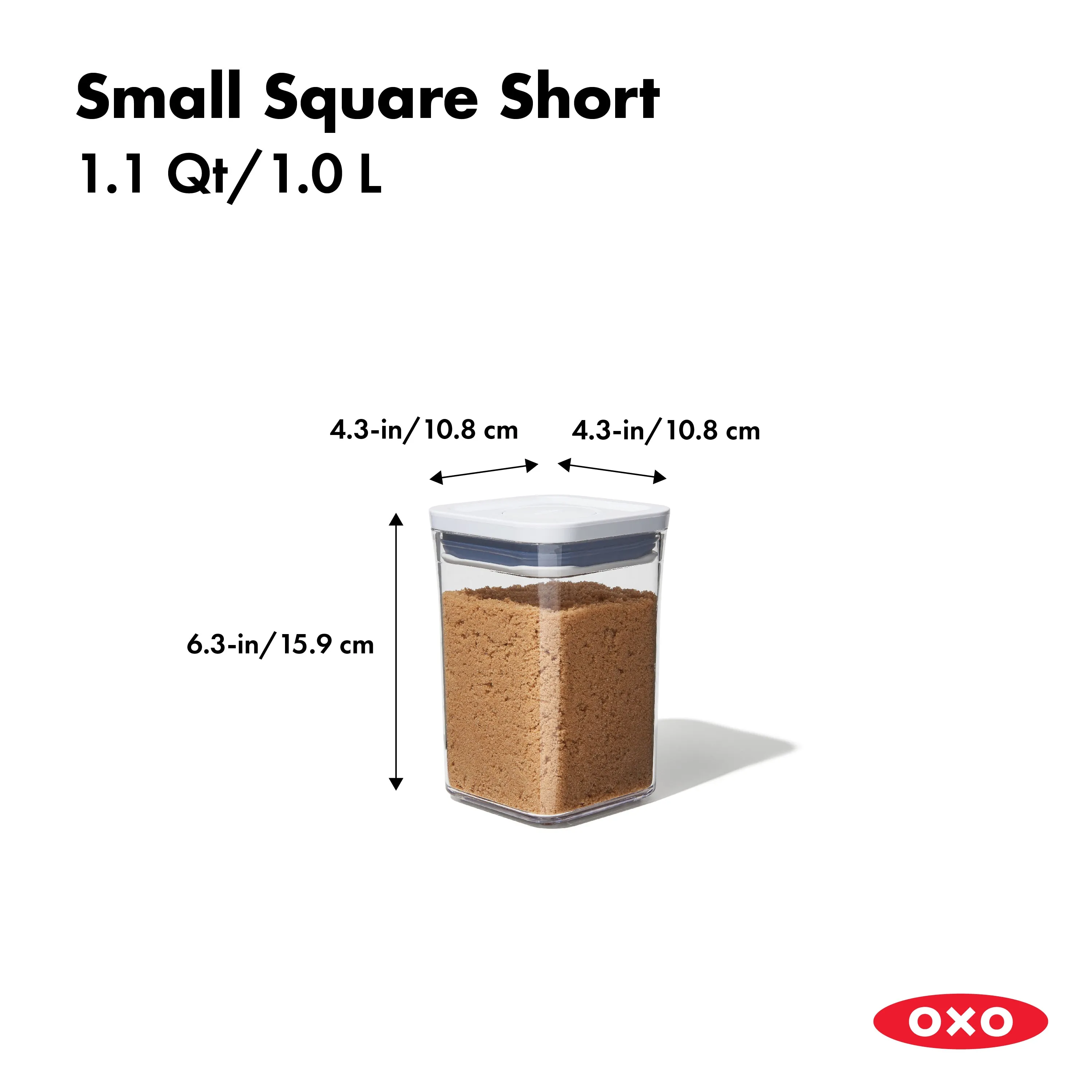 OXO GG POP CONTAINER-SMALL SQUARE SHORT 1.1QT