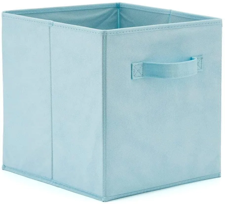 Pack of 6 Foldable Fabric Basket Bin Storage Cube for Nursery, Office and Home Decor (Baby Blue)