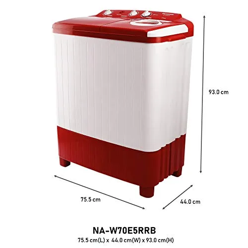 Panasonic 7 kg 5 Star Semi-Automatic Top Loading Washing Machine (NA-W70E5RRB, Red, Powerful Motor)