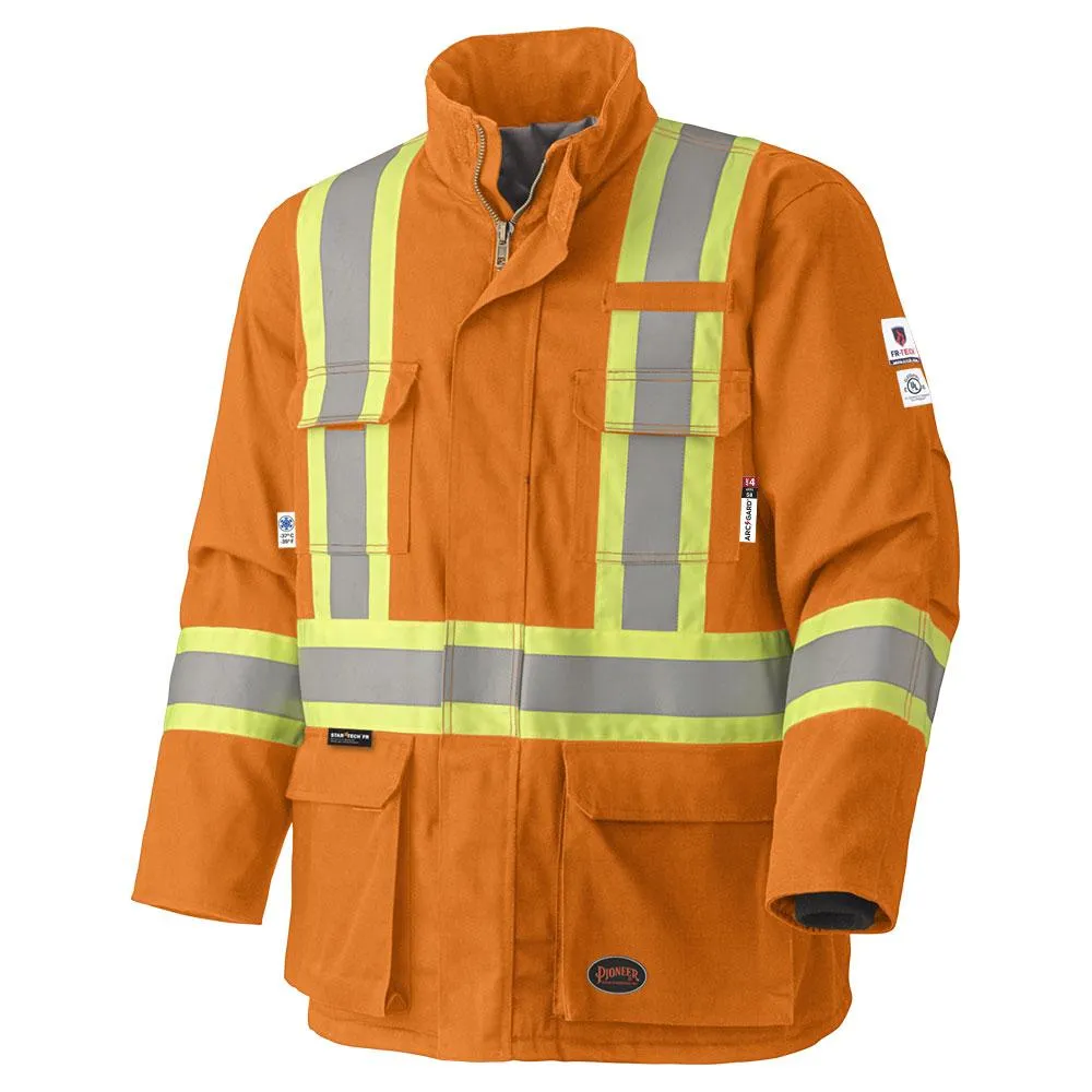 Parka - Pioneer Hi-Viz Flame Resistant Quilted Cotton Safety Parka, 5523 / 5533