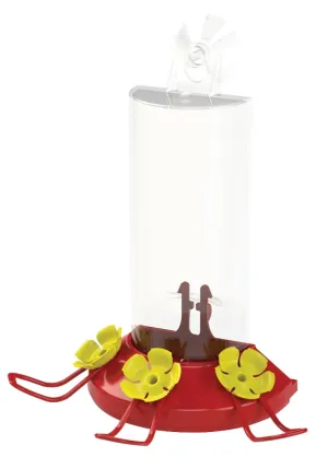 Perky-Pet 217 Bird Feeder, Window-Mount, 8 oz, 3-Port/Perch, Acrylic/Plastic, Clear/Red, 8.4 in H :EA: QUANTITY: 1