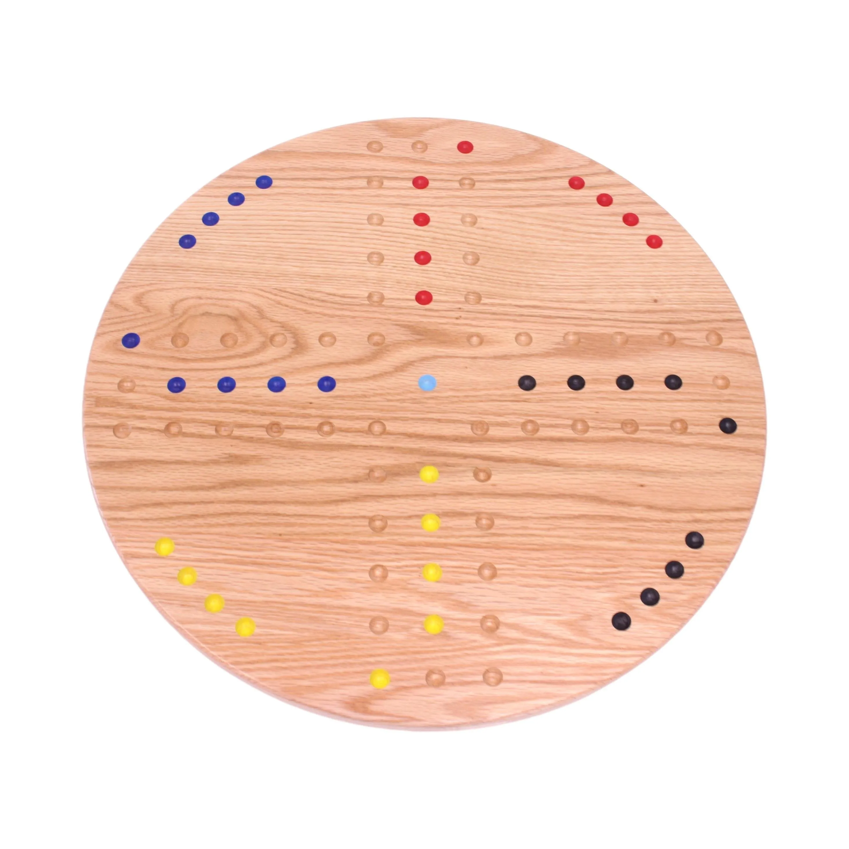 Round Aggravation Game Board Set - Solid Oak Wood - Double-Sided