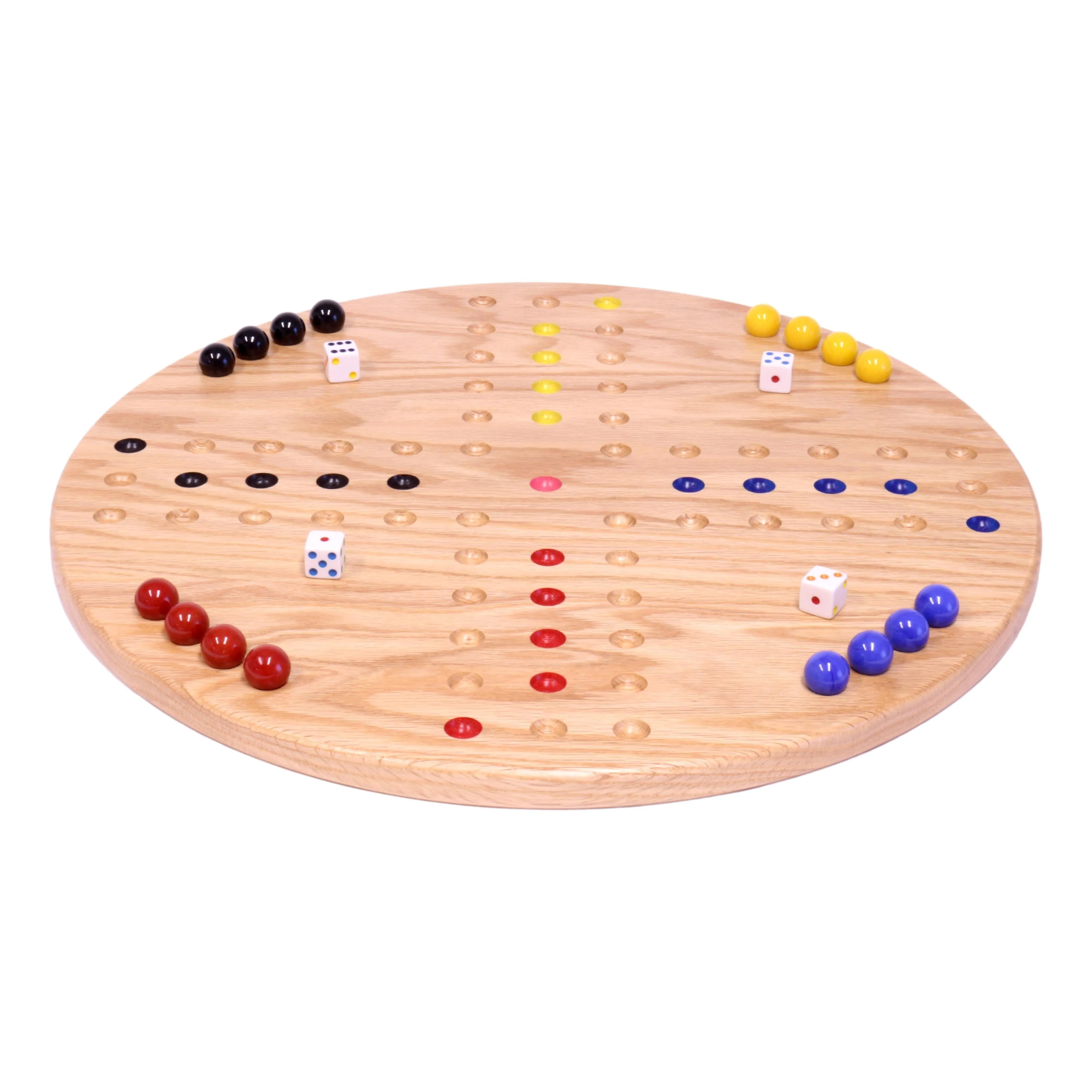 Round Aggravation Game Board Set - Solid Oak Wood - Double-Sided