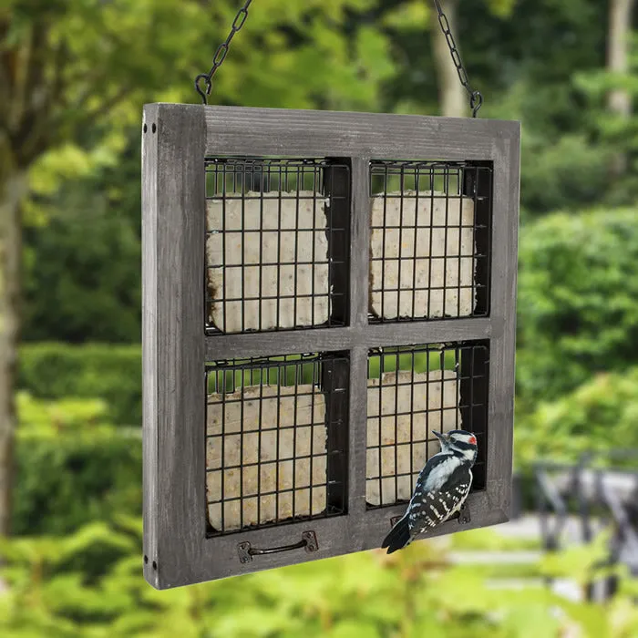 Rustic Farmhouse 4-Suet Barn Window Feeder