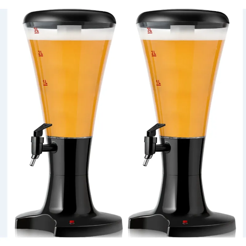 Set of 2 3L Draft Beer Tower Dispenser with LED Lights