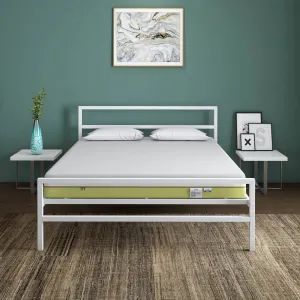 Striker Metal Bed (White)   ECOAIR Latex Mattress (Queen)