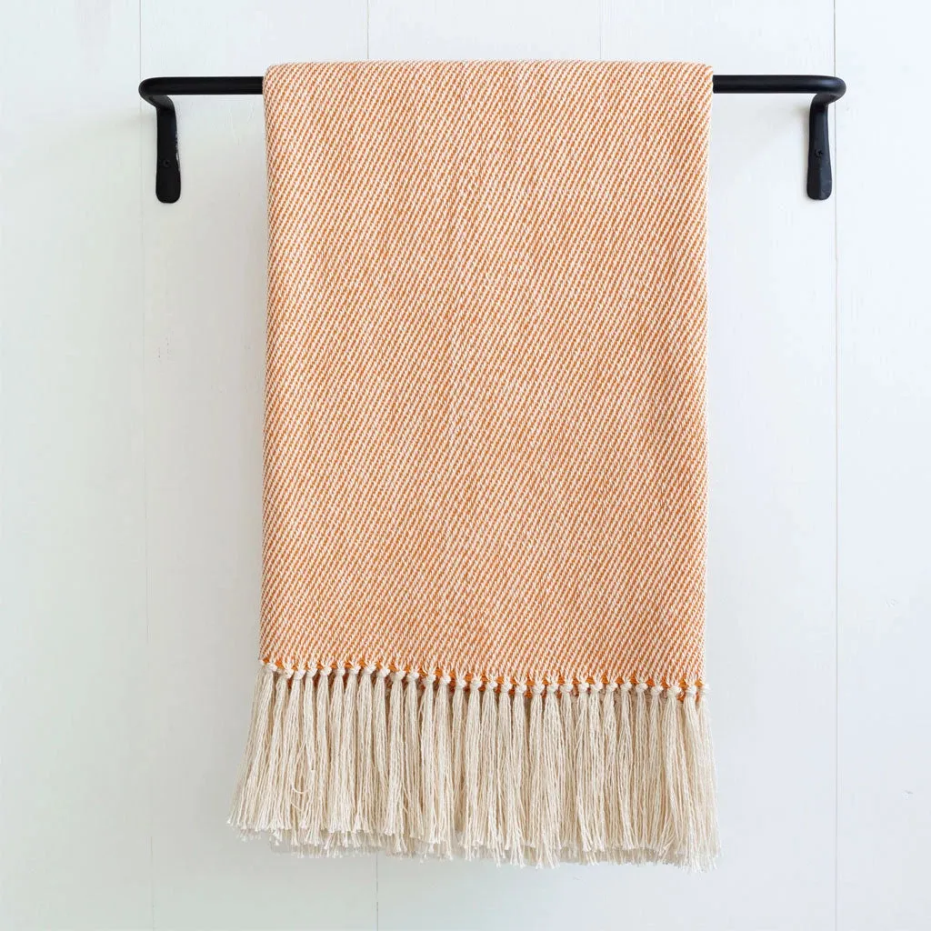 Tangerine Orange Handwoven Cotton Throw