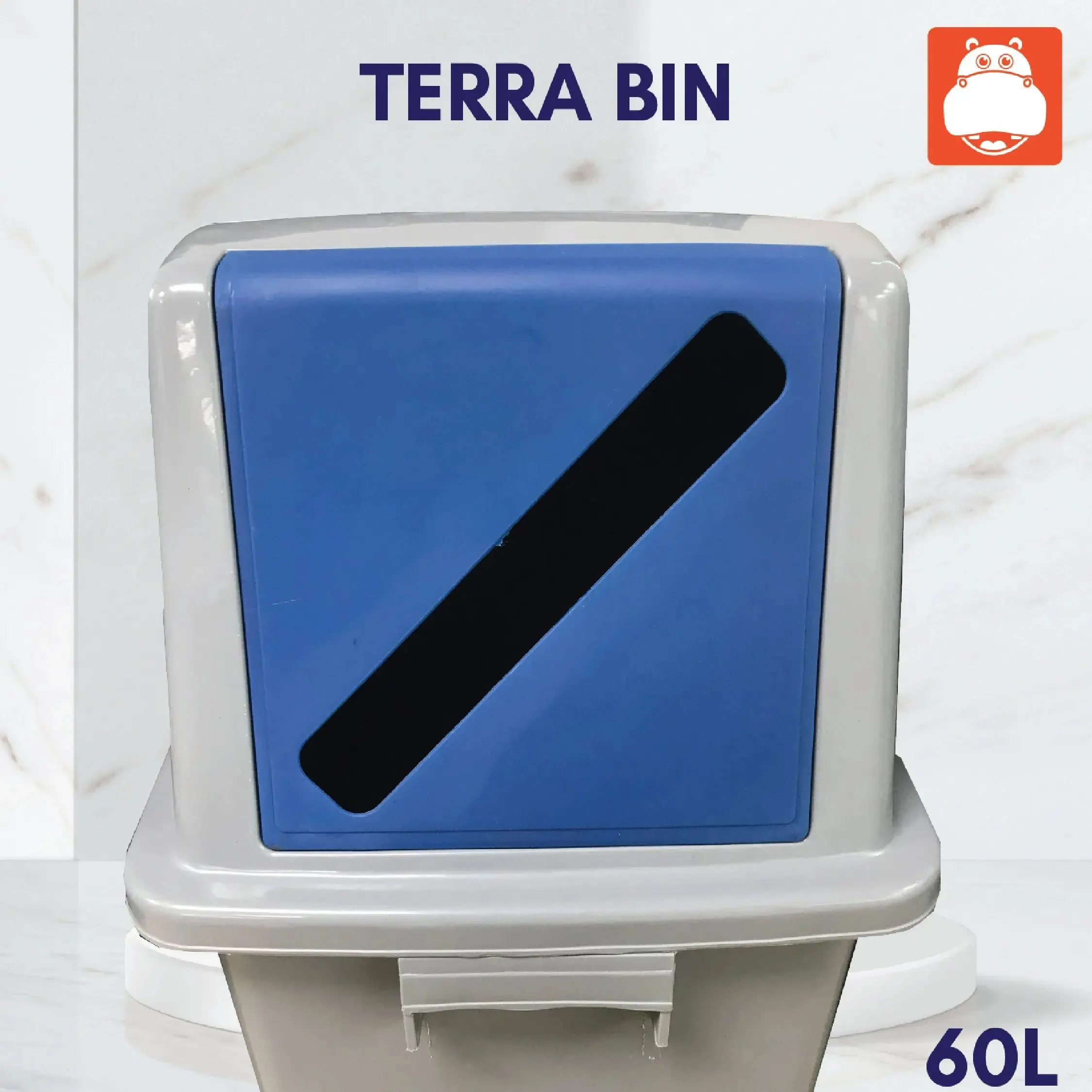 TERRA TSB-1 Slim Bin | 60L Recycling and Waste Bin | Space-Saving Trash Can with Recycling Option | Eco-Friendly Waste Solution