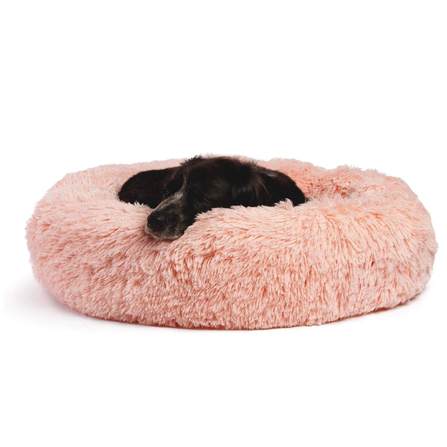 The Original Calming Donut Dog Bed in Shag Fur - 30"x30"