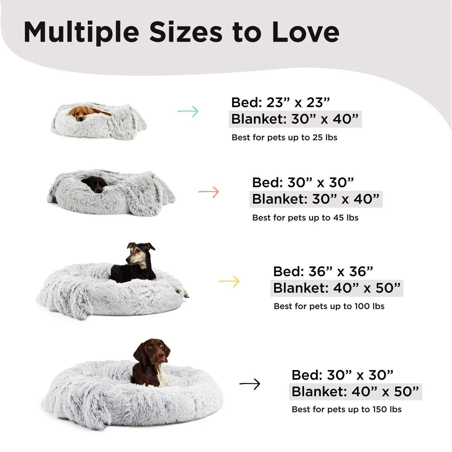 The Original Calming Donut Dog Bed   Throw Blanket Bundle - 30"x30"