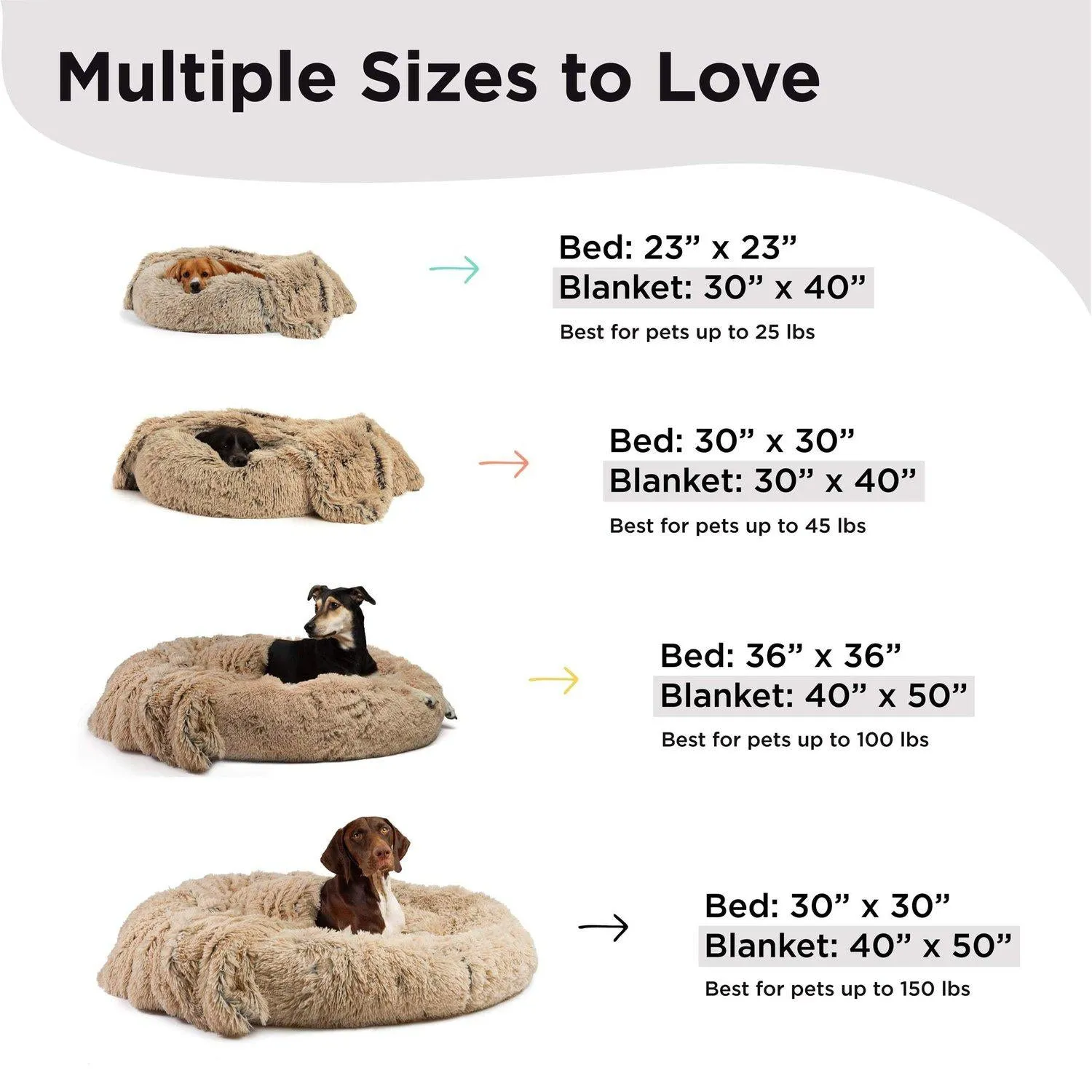 The Original Calming Donut Dog Bed   Throw Blanket Bundle - 30"x30"