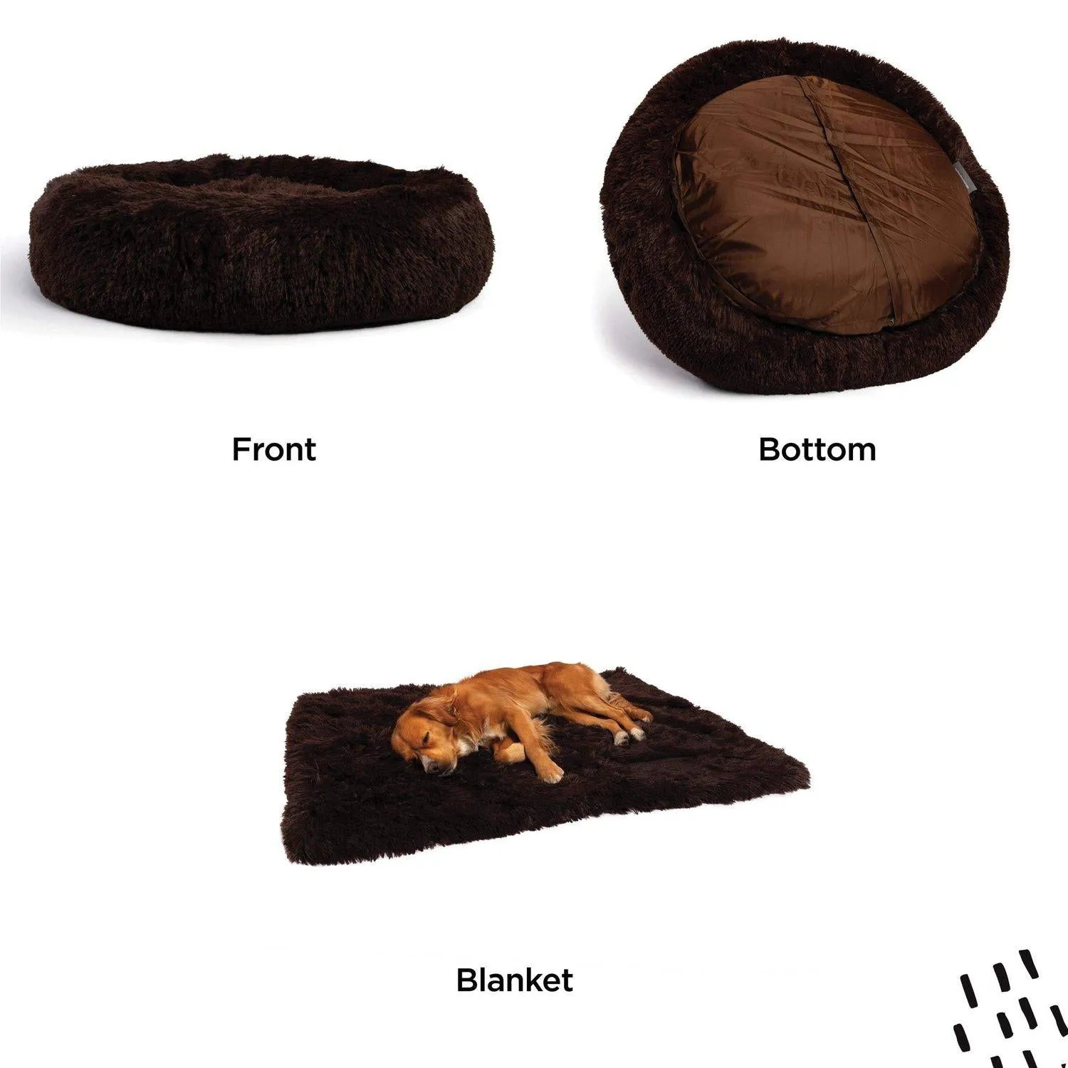 The Original Calming Donut Dog Bed   Throw Blanket Bundle - 30"x30"