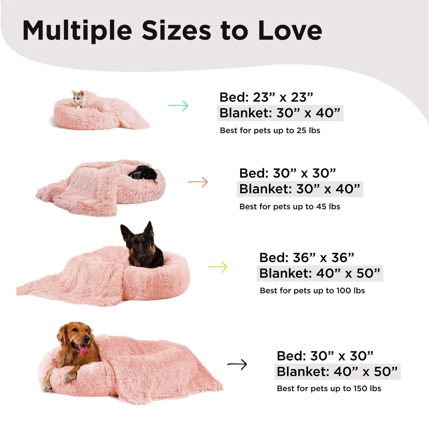 The Original Calming Donut Dog Bed   Throw Blanket Bundle - 30"x30"