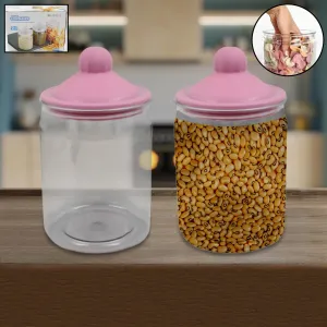 Transparent Kitchen Plastic Container/ Jar Set (2 Pcs Set / 1100 ML Approx)