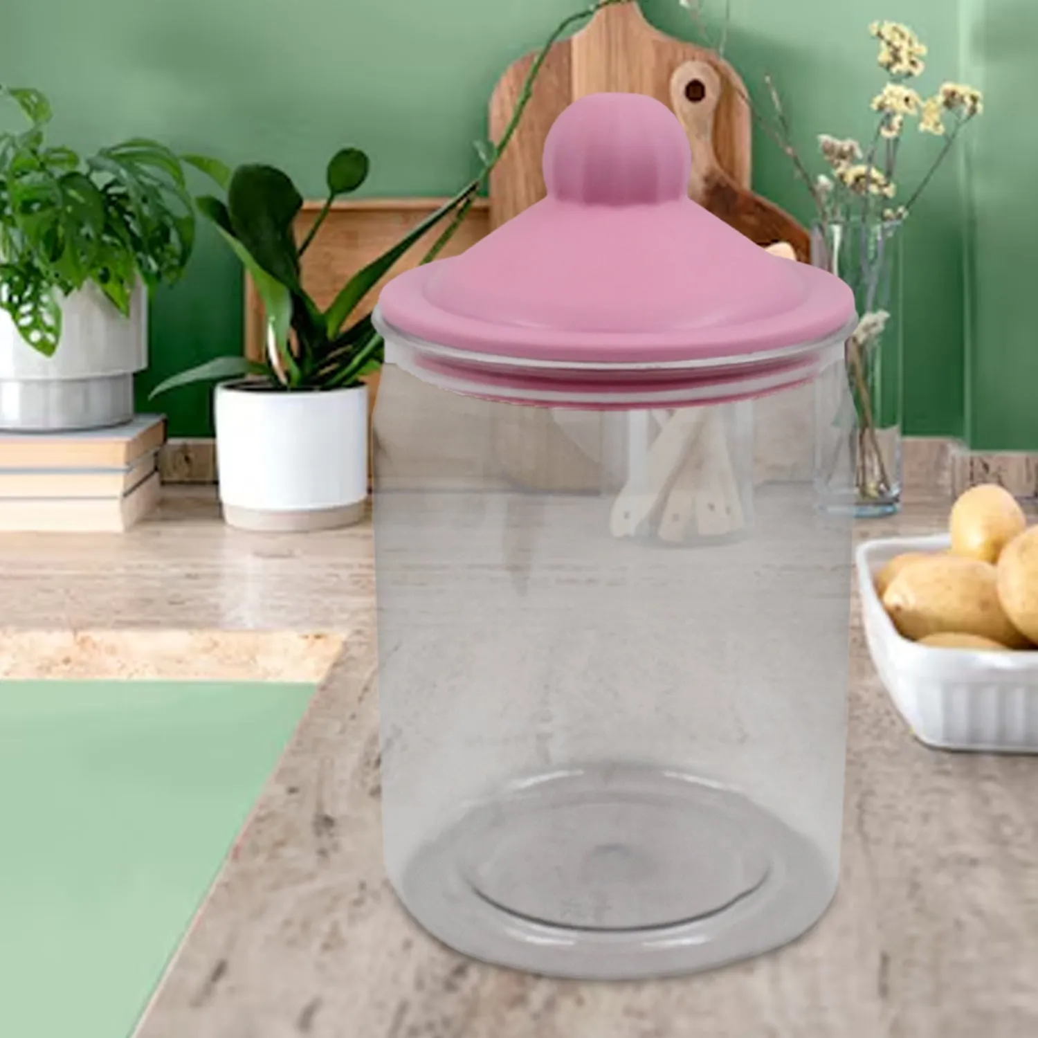 Transparent Kitchen Plastic Container/ Jar Set (2 Pcs Set / 1100 ML Approx)