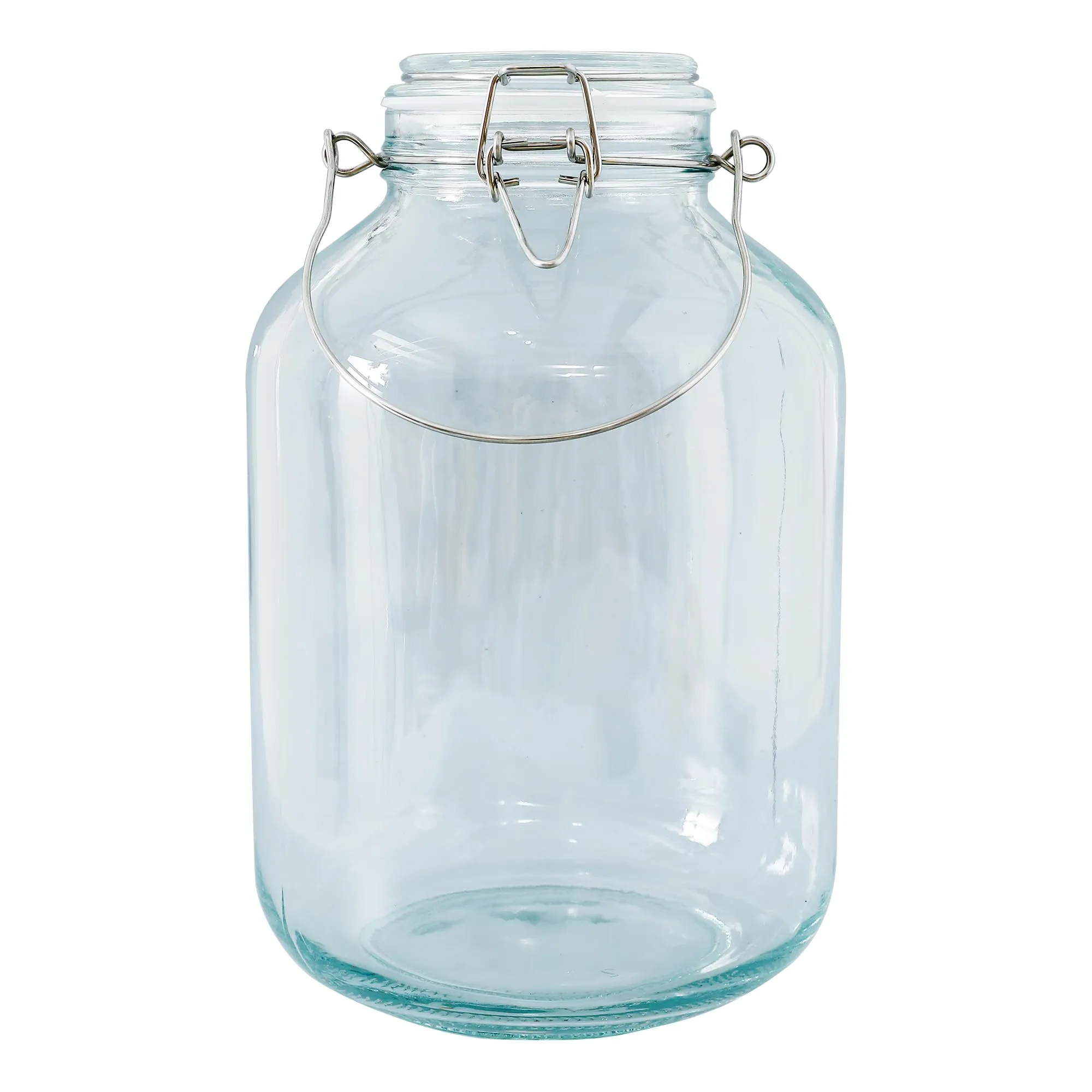 UMAI Glass Kitchen Storage Jars with Airtight Buckle Lids | 4 Liter | Wide Mouth Mason Jars with Stainless Steel Handles & Leakproof Gaskets | Glass Containers with Lid for Food Storage |