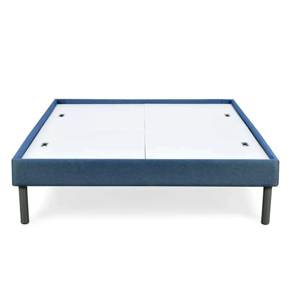 Velvette Upholstered Bed (Blue)   ECOAIR Latex Mattress (King)