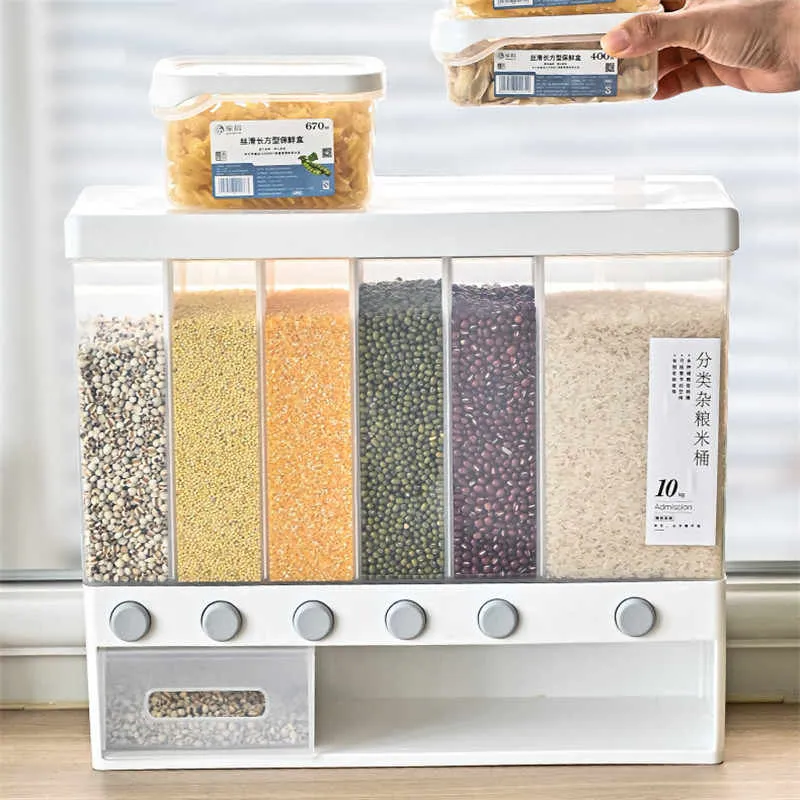 Wall Mounted Divided Rice and Cereal Dispenser