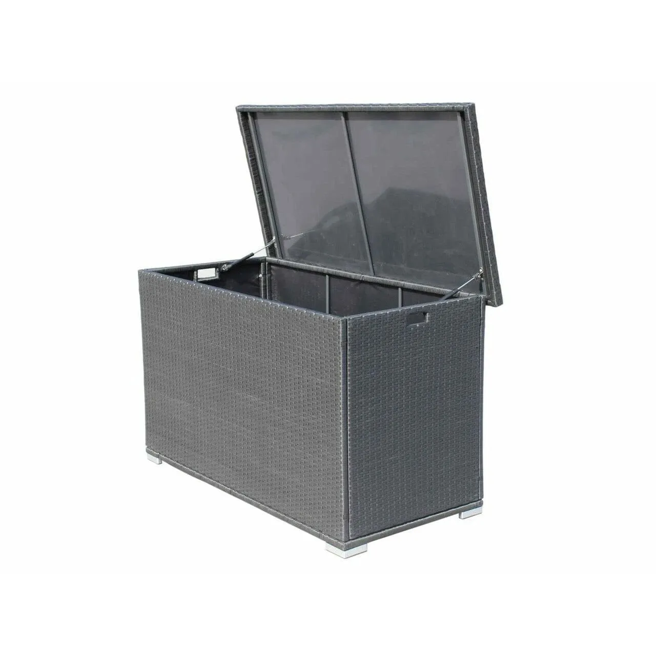 Wicker Patio Storage Bin In Aluminum Frame (Brown & Gray)