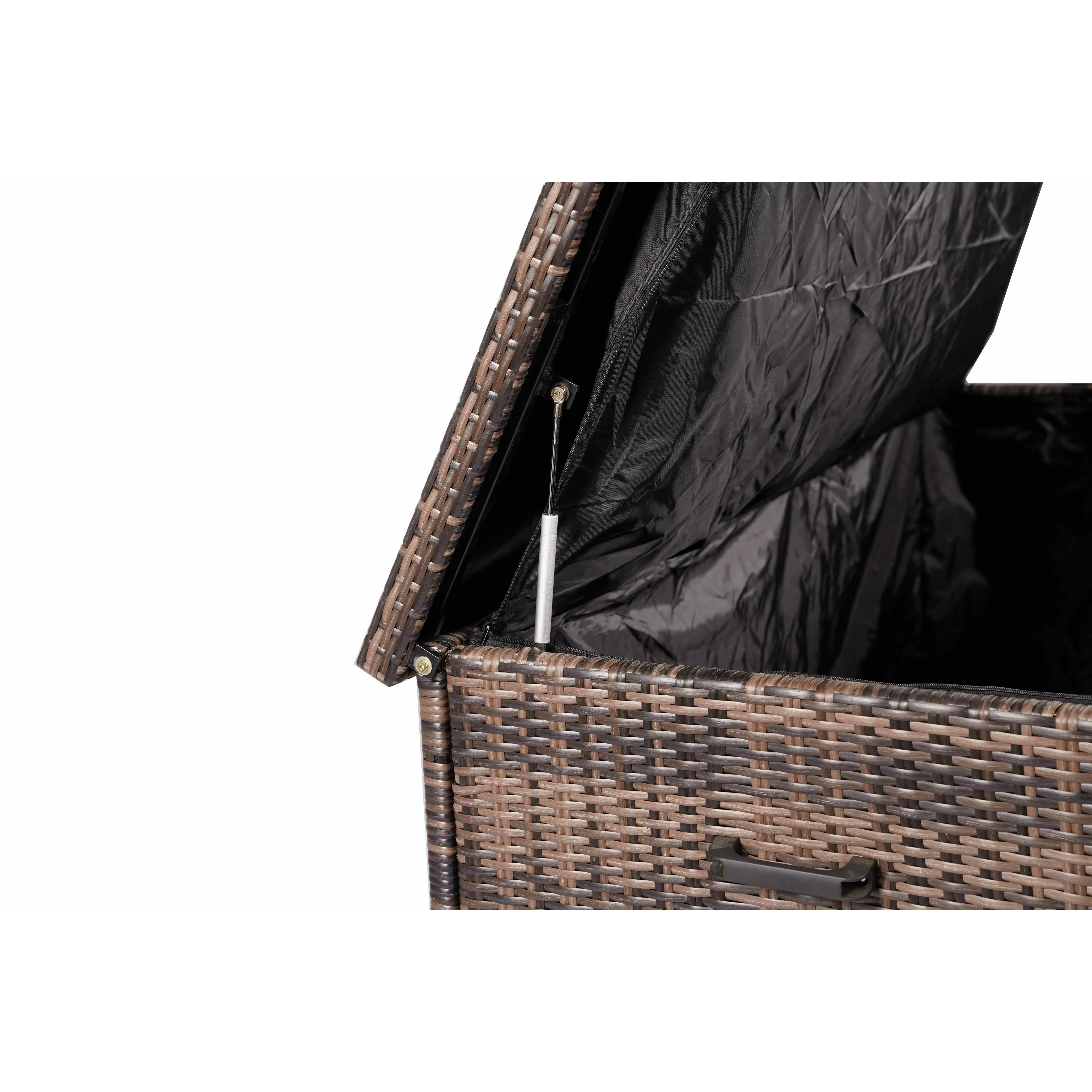 Wicker Patio Storage Bin In Aluminum Frame (Brown & Gray)