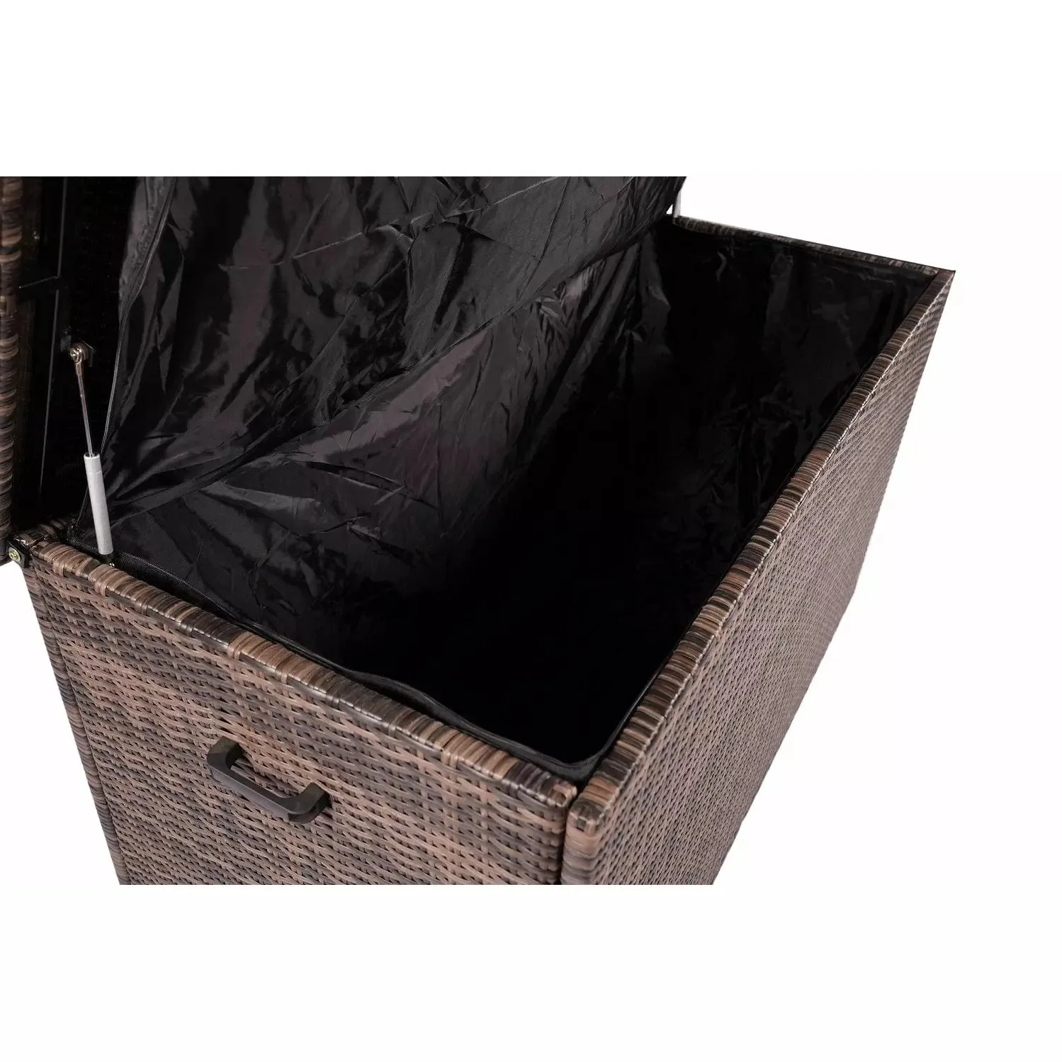 Wicker Patio Storage Bin In Aluminum Frame (Brown & Gray)